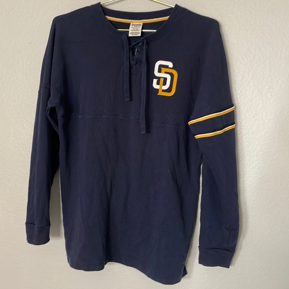 PINK Victoria's Secret Tops - Victoria's Secret PINK Padres MLB Sequin Sweatshirt